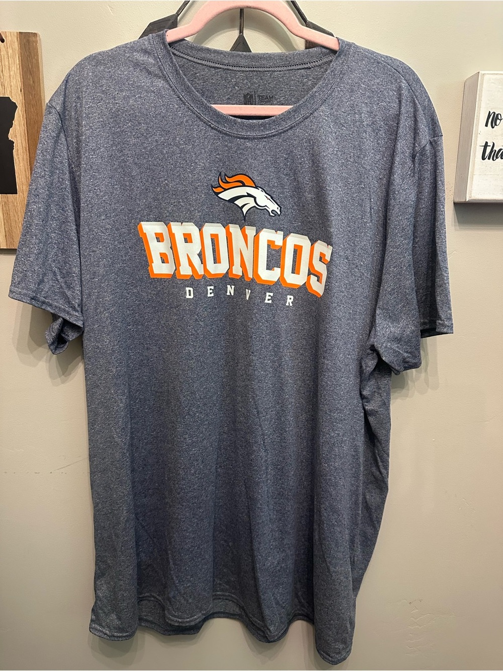 NFL Denver Broncos Heather Navy Short Sleeve Logo Tee